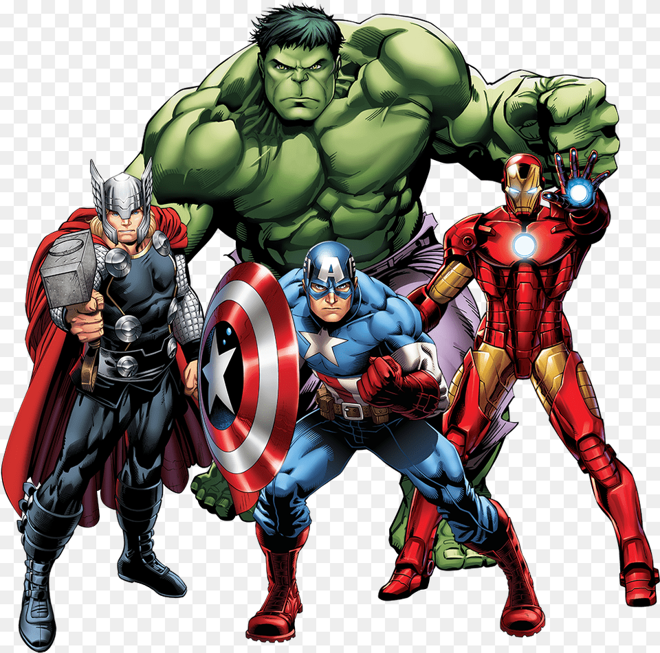 Transparent Vingadores Hulk Captain America Iron Man Thor, Publication, Book, Comics, Adult Free Png