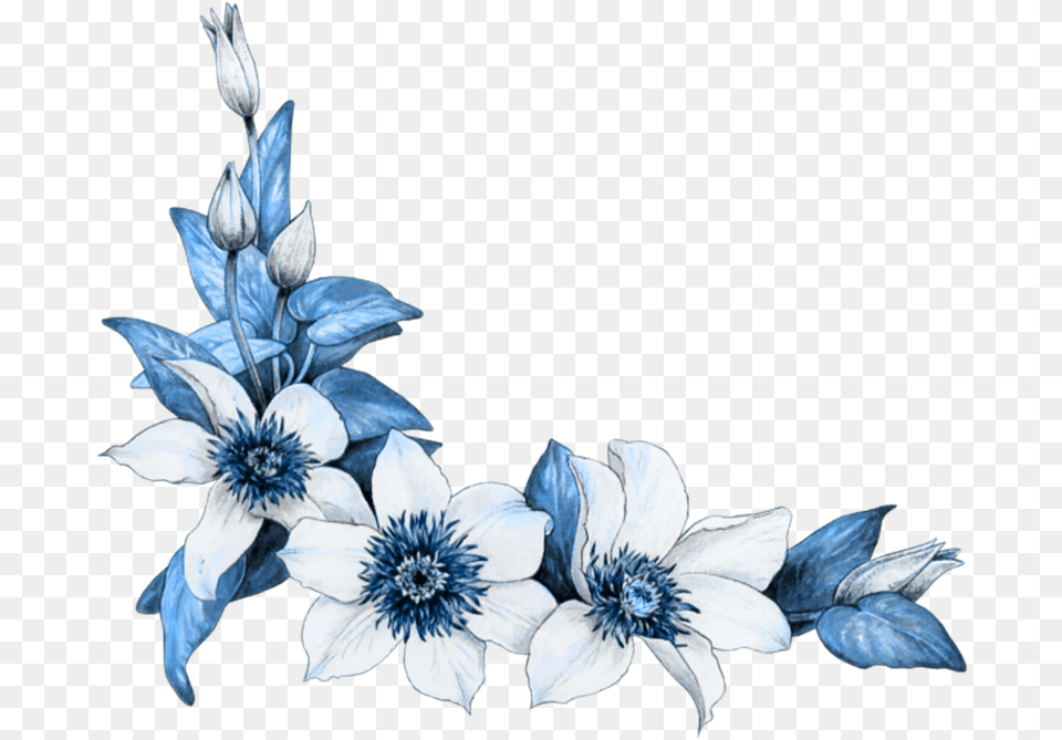 Vintage Corner Flowers Design For Project, Plant, Petal, Flower, Anemone Free Transparent Png