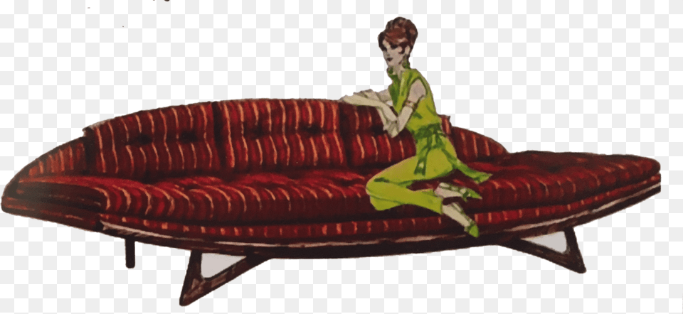 Transparent Vintage Couch Mid Century Modern, Furniture, Person, Head Free Png