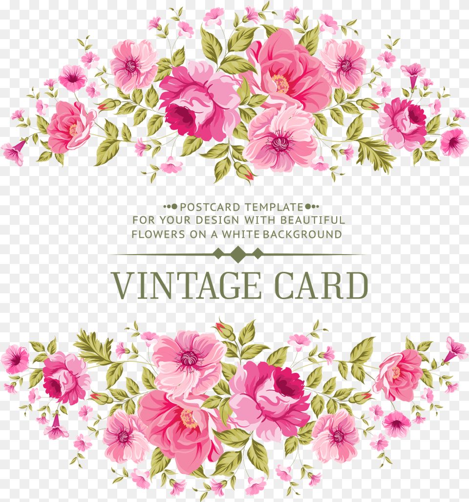 Transparent Vintage Flowers Clipart Flowers Pink Vector, Plant, Flower, Advertisement, Petal Free Png Download