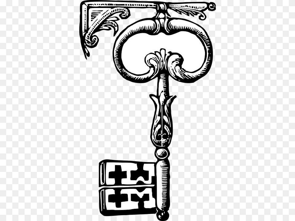 Transparent Vintage Key Illustration, Stencil, Cross, Symbol, Emblem Png Image