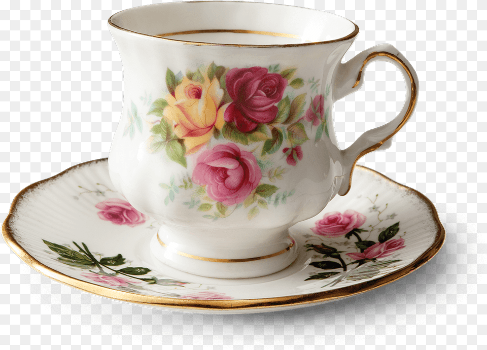 Transparent Vintage Teacup Clipart Cup, Saucer, Flower, Plant, Rose Free Png