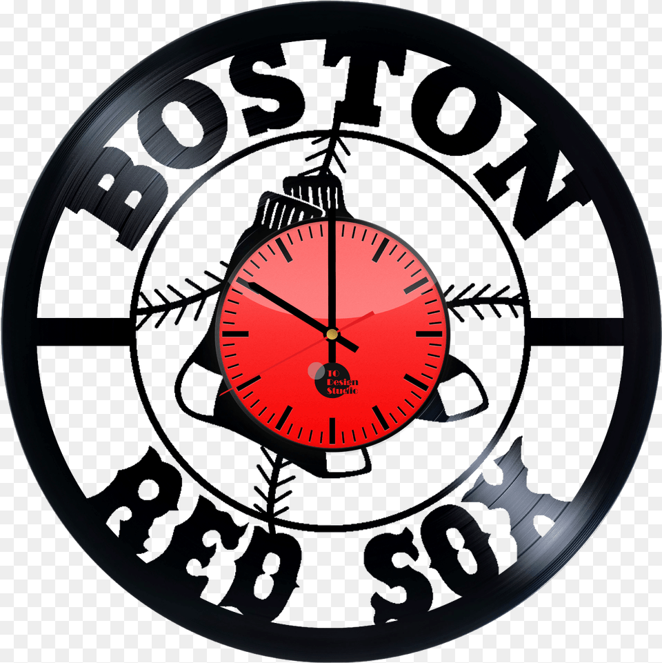 Transparent Vinyl Record Clipart Black Boston Red Sox Logo, Analog Clock, Clock, Disk Png