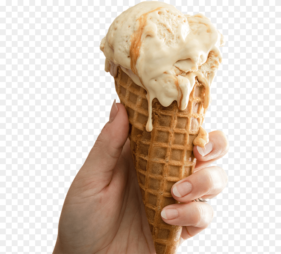 Waffle Cone Holding Ice Cream Cone, Dessert, Food, Ice Cream, Soft Serve Ice Cream Free Transparent Png