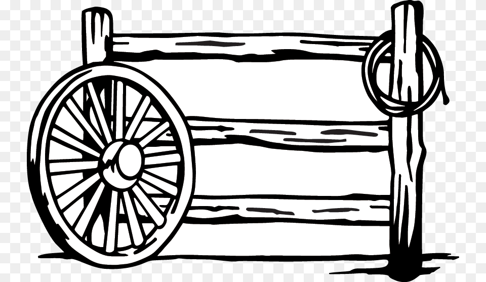 Transparent Wagon Wheel Clipart Wagon Wheel And Fence Clip Art, Machine, Spoke, Furniture, Lawn Png