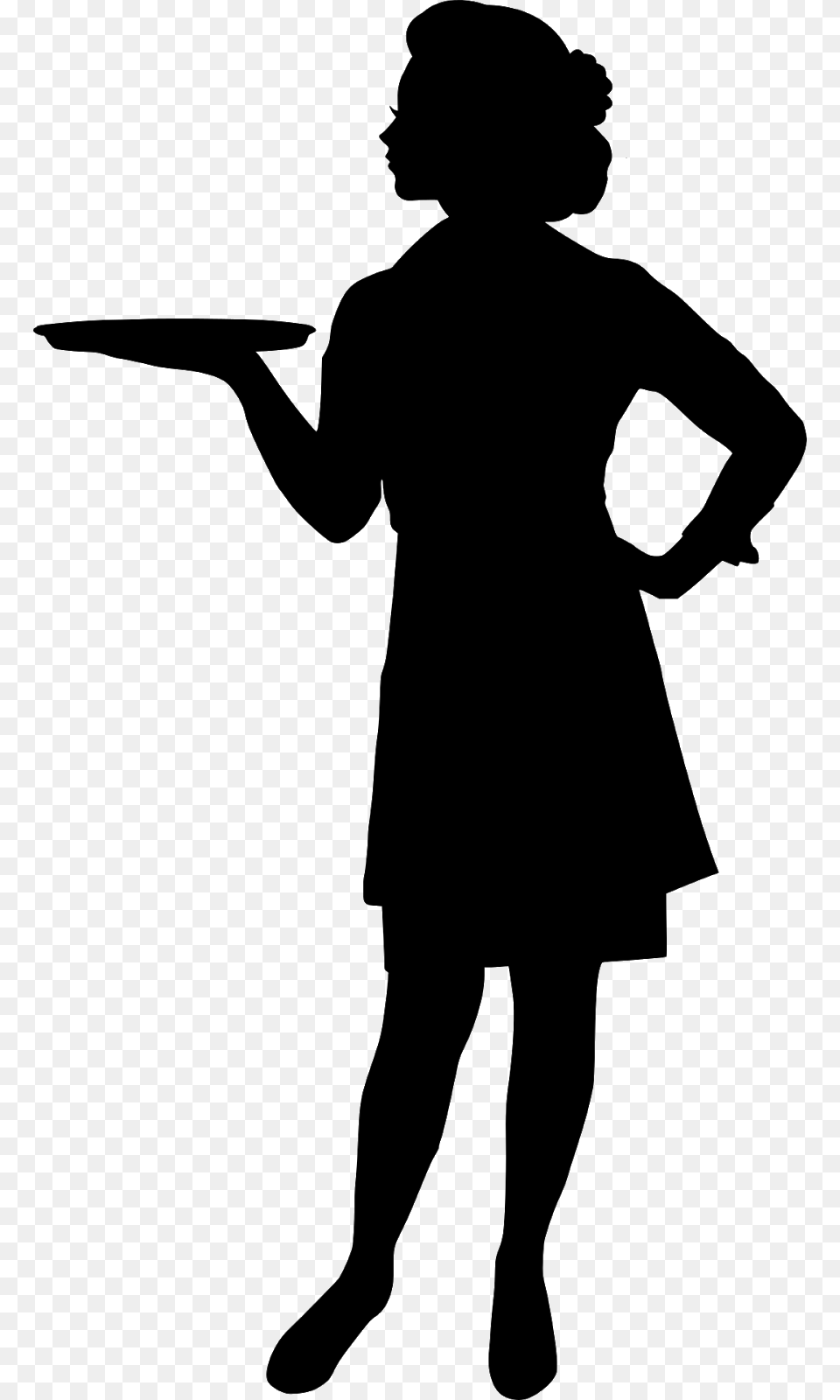 Transparent Waitress Waitress Silhouette, Gray Png