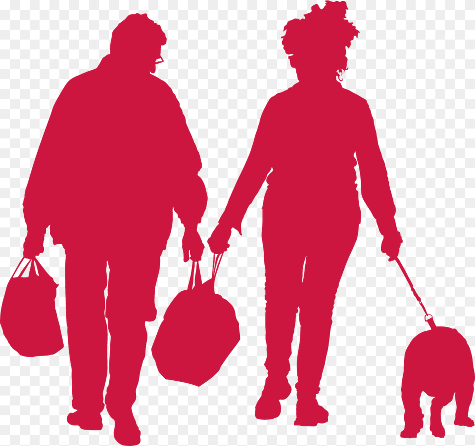 Transparent Walking Dog Walking Dog In Park Silhouette, Accessories, Adult, Bag, Handbag Free Png