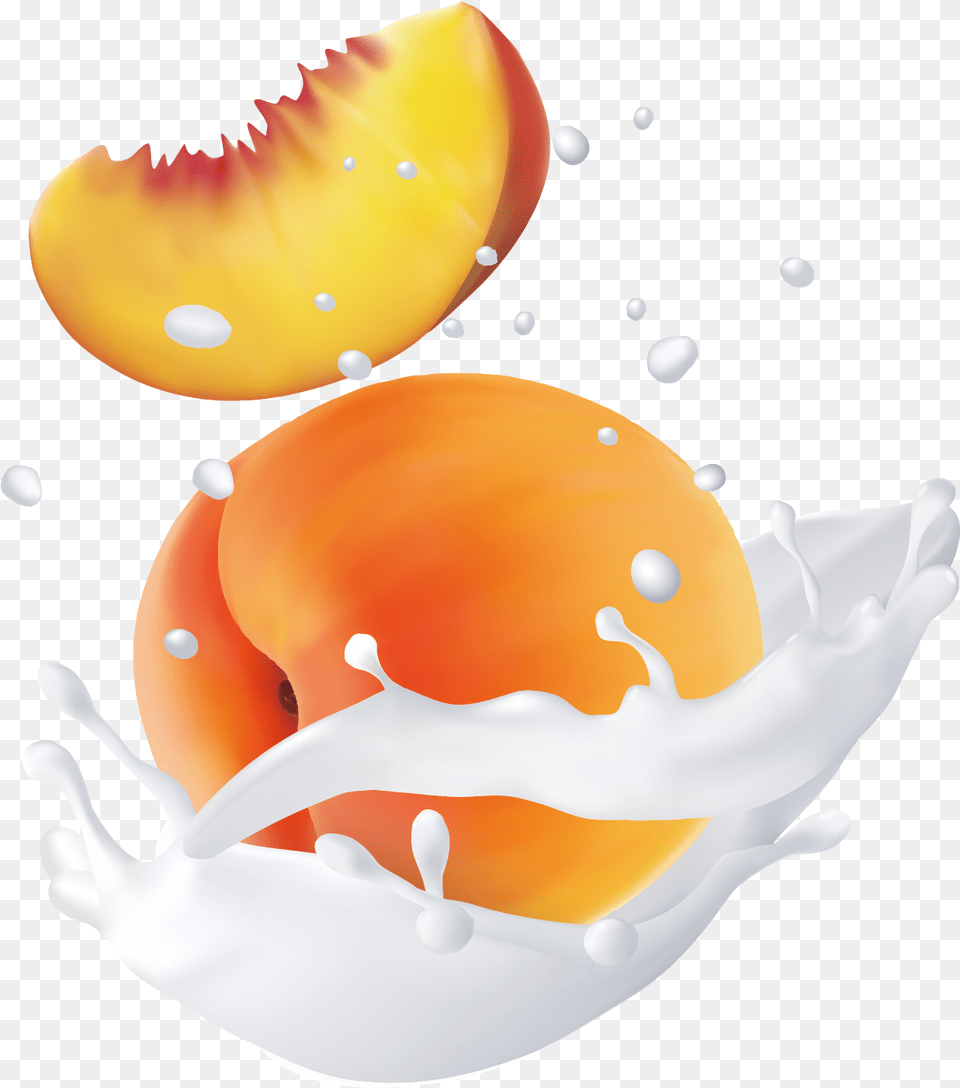 Transparent Water Fun Clipart Peach Water Splash, Food, Fruit, Plant, Produce Free Png Download
