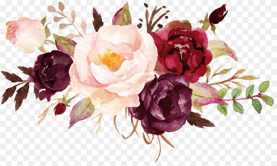 Transparent Watercolor Bouquet Burgundy Watercolor Flowers, Art, Plant, Pattern, Graphics Free Png