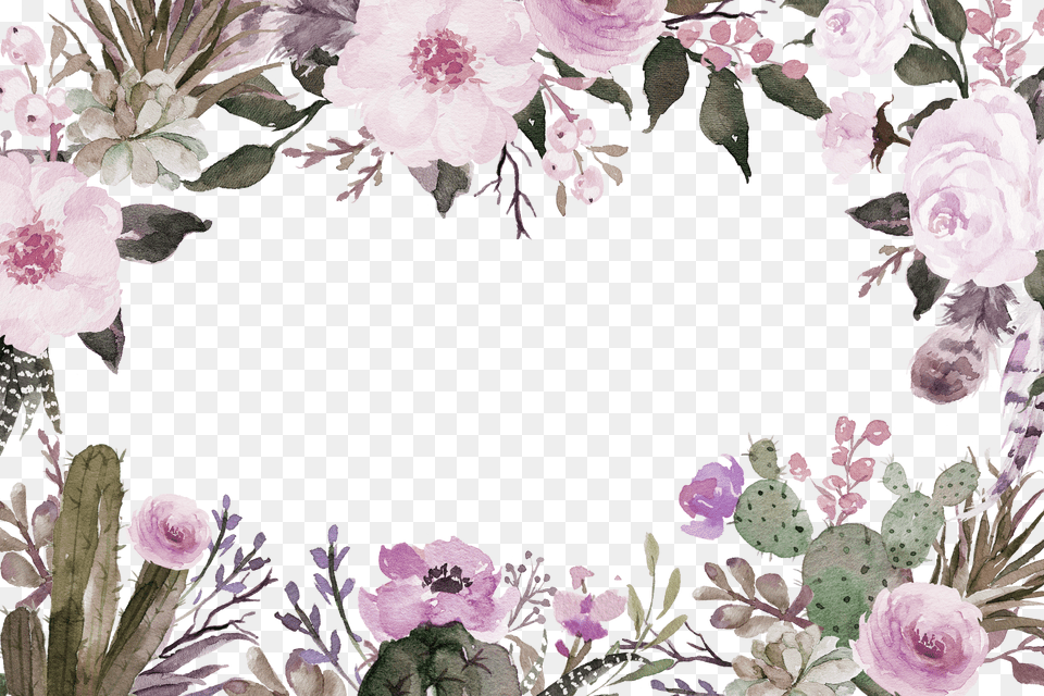 Transparent Watercolor Floral Border Png