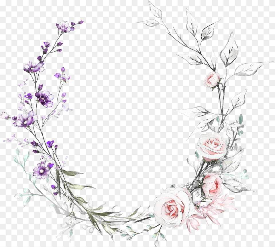 Transparent Watercolor Frame Background Oil Painting Flower Design Free Png
