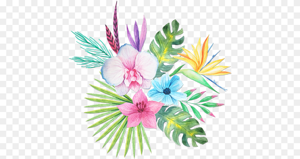 Watercolor Tropical Flowers, Flower, Pattern, Plant, Art Free Transparent Png