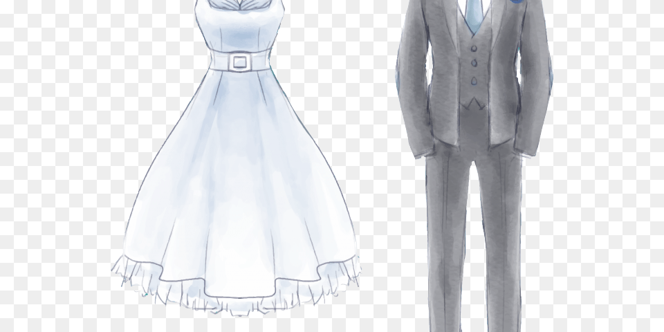 Transparent Wedding Dress Clipart Wedding Attire Watercolor, Clothing, Suit, Formal Wear, Fashion Png Image