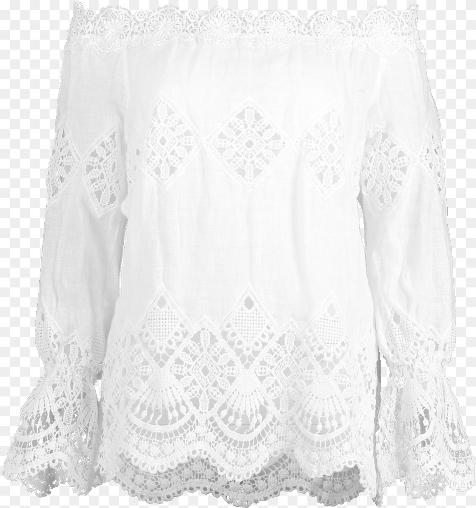 White Doily Lace, Blouse, Clothing, Sleeve, Long Sleeve Free Transparent Png
