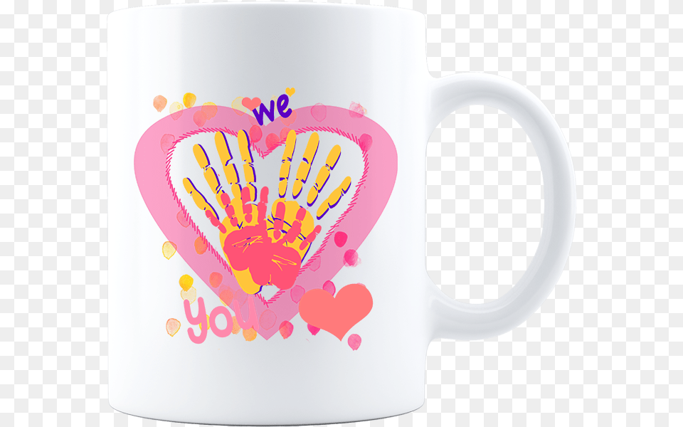 Transparent White Handprint Mug, Cup, Beverage, Coffee, Coffee Cup Free Png