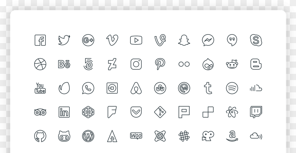 Transparent White Outline Social Media Icons, Text, Alphabet Png