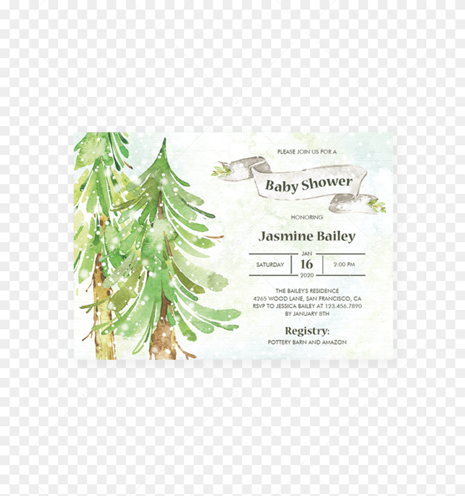 Transparent Winter Forest Forests Baby Shower Invitations, Plant, Tree, Conifer, Text Png