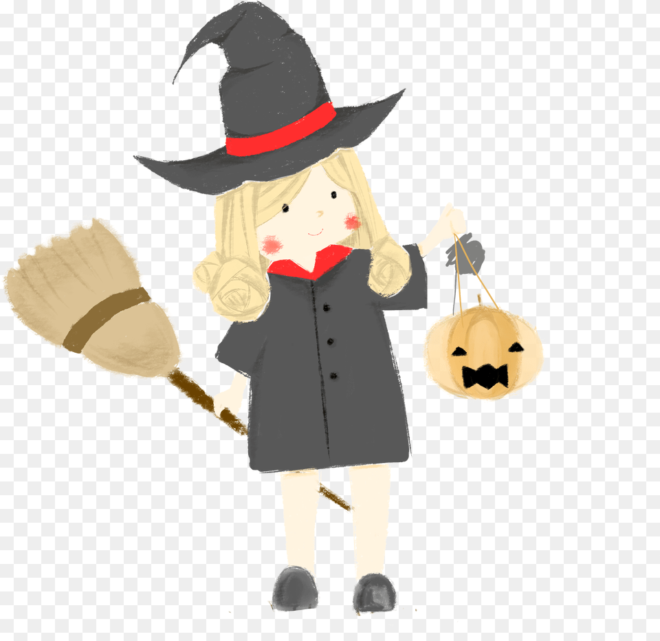 Transparent Witch Broom Clipart Cartoon, Person, Baby, Hat, Handbag Png