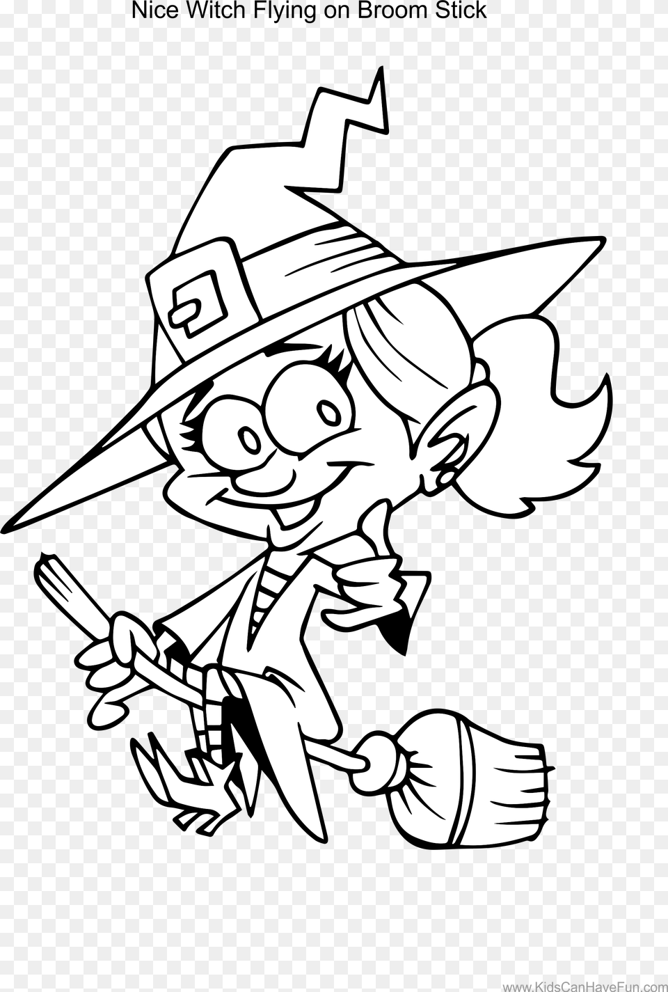 Transparent Witch On A Broom Clipart Witch On A Broom Coloring Page, Clothing, Hat, Baby, Person Png Image