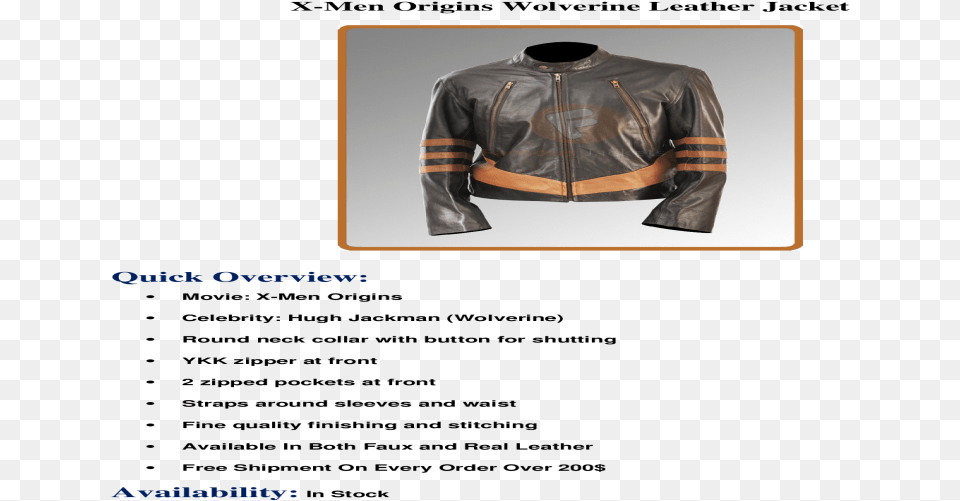 Transparent Wolverine Hugh Jackman Leather Jacket, Clothing, Coat, Leather Jacket Free Png