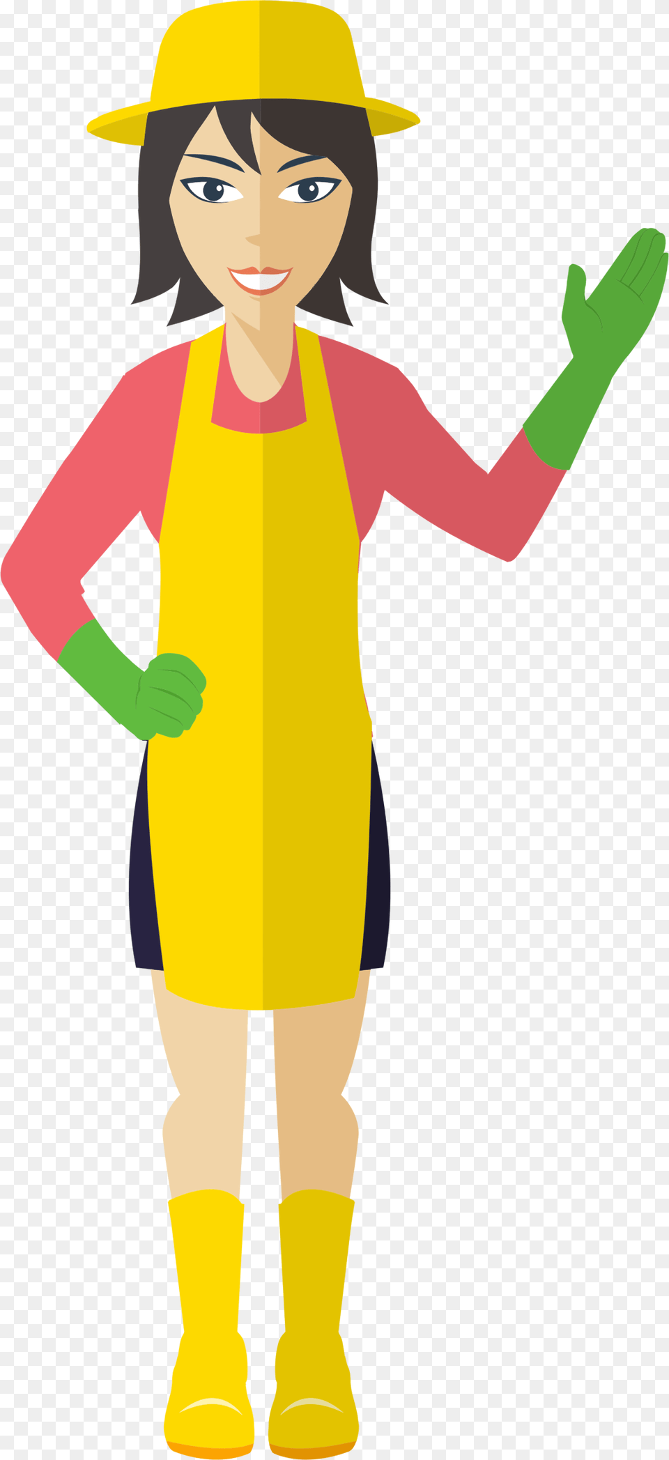Transparent Woman Cartoon Gardening Women Clip Art, Person, Clothing, Hat, Face Png