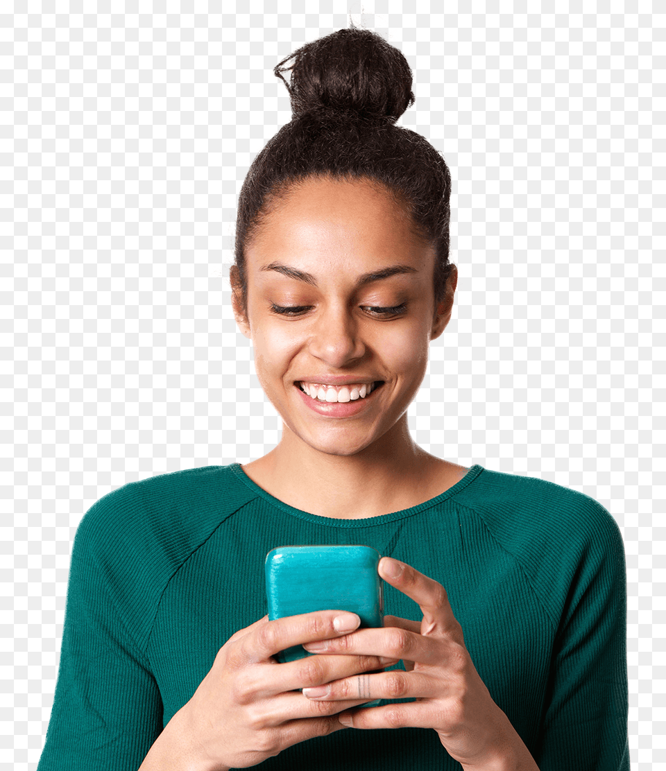 Transparent Woman Holding Money Woman Holding Phone, Adult, Smile, Photography, Person Free Png Download