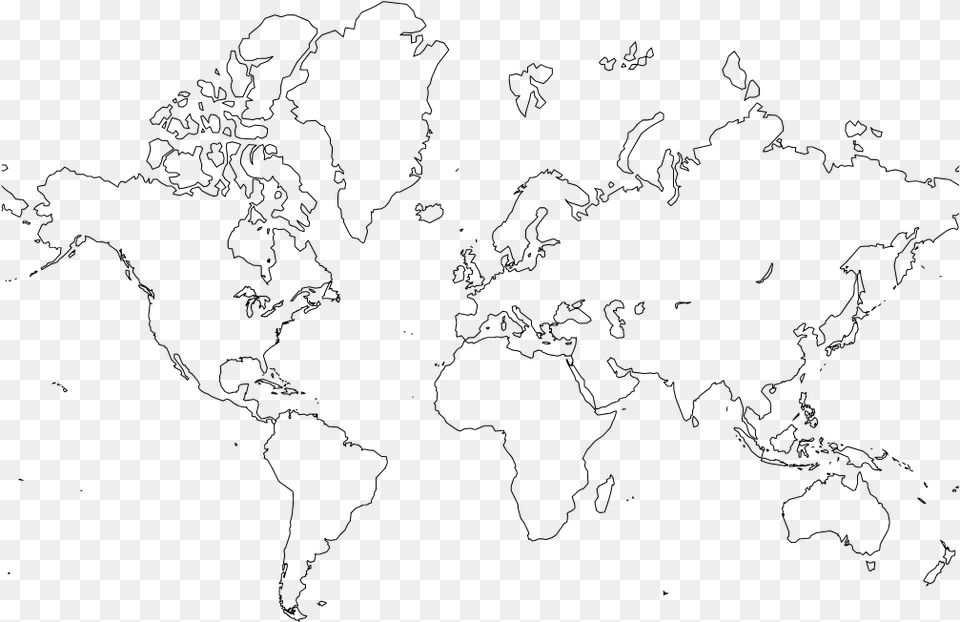 Transparent World Map Clipart Blank World Map, Gray Free Png