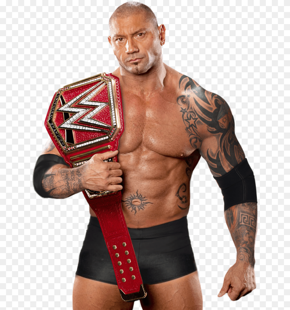 Transparent Wwe Universal Championship Batista Wwe Champion, Accessories, Skin, Person, Tattoo Png