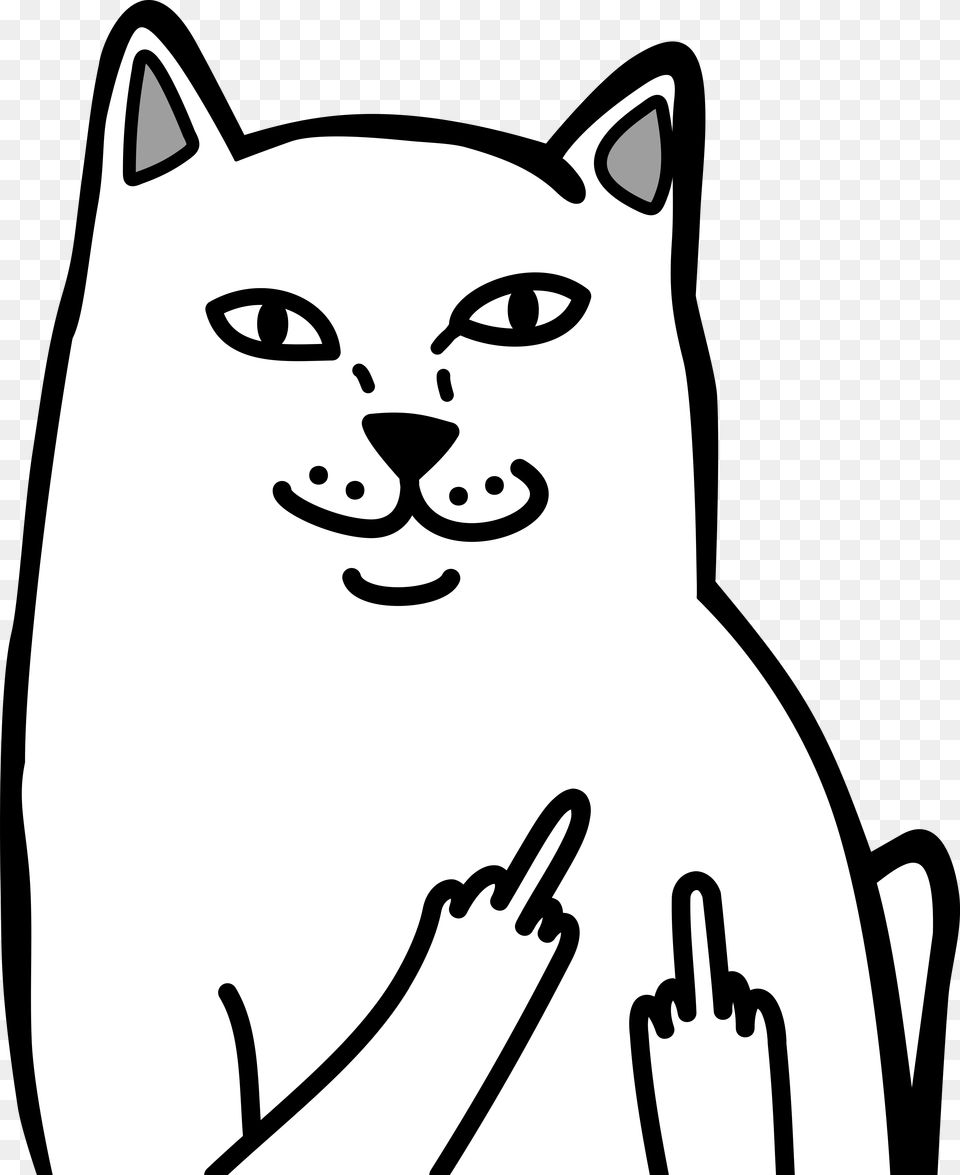 Transparent Yao Ming Middle Finger Cat Meme, Stencil, Animal, Mammal, Person Png