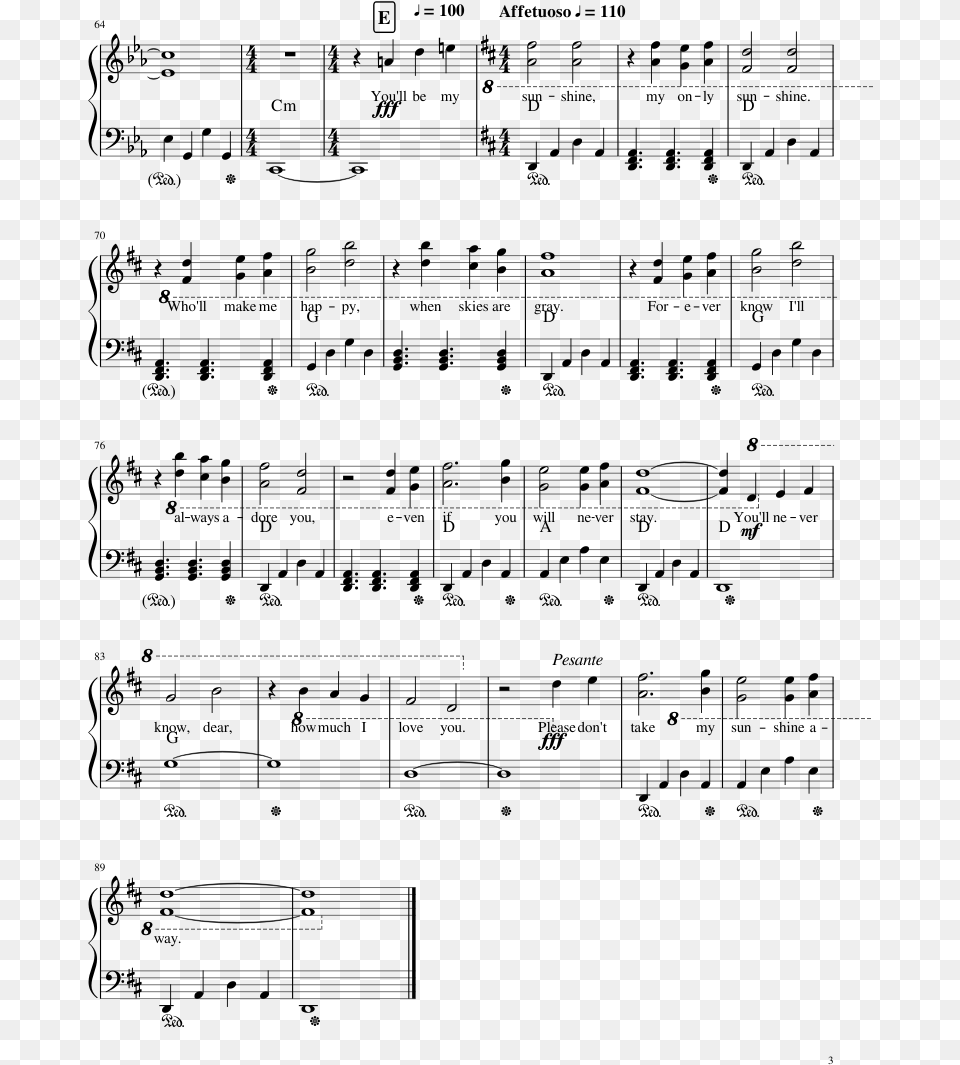 Transparent You Are My Sunshine Our Love Is God Heathers Sheet Music, Gray Png