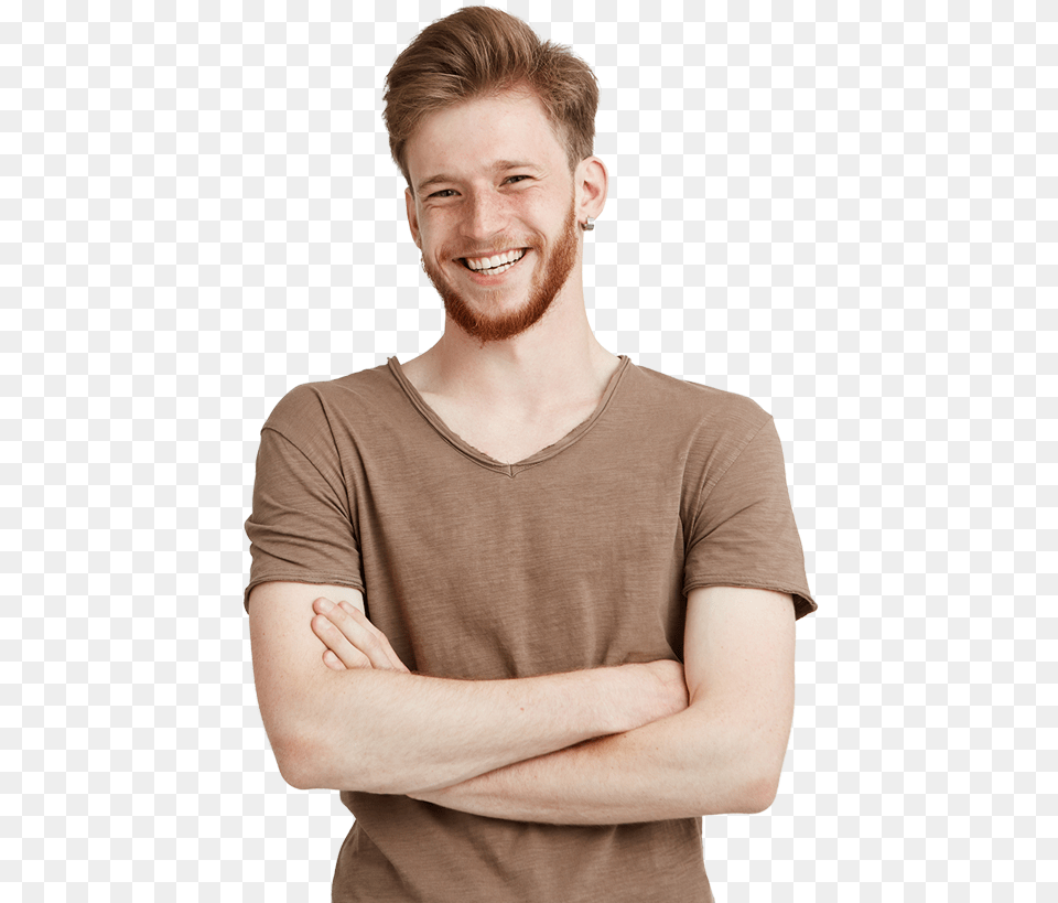 Young Adults Homem Bracos Cruzados Sorrindo, Smile, Face, Happy, Head Free Transparent Png