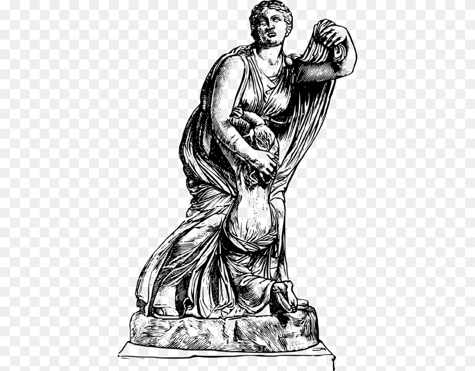 Transparent Zeus Clipart Greek Statue Clip Art, Gray Png