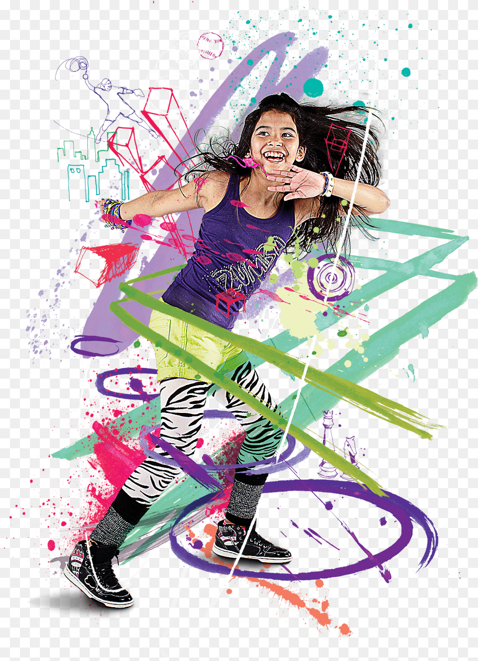 Transparent Zumba Dancer Clipart Zumba Kids, Art, Purple, Graphics, Person Free Png Download