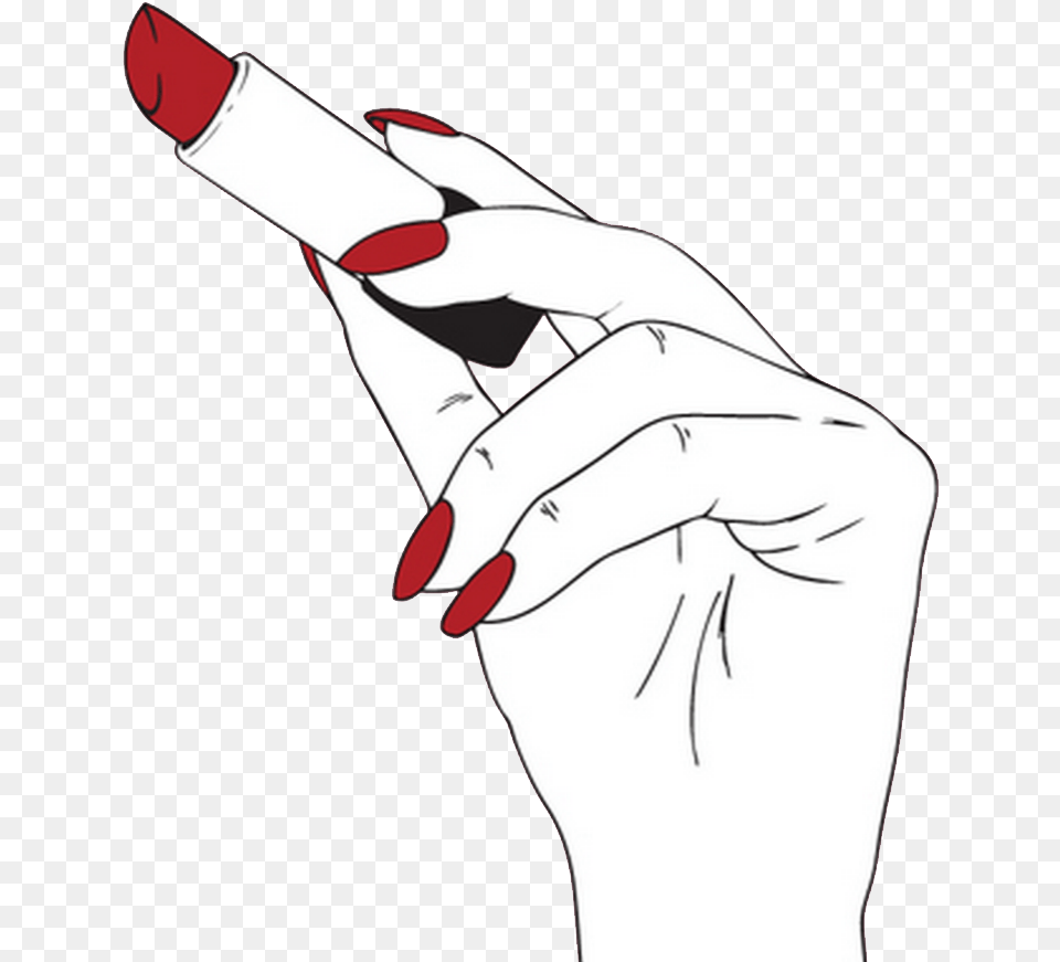 Transparentsticker Blgsoft Grunge Blg Hand Putting On Lipstick Drawing, Cosmetics, Adult, Female, Person Png Image