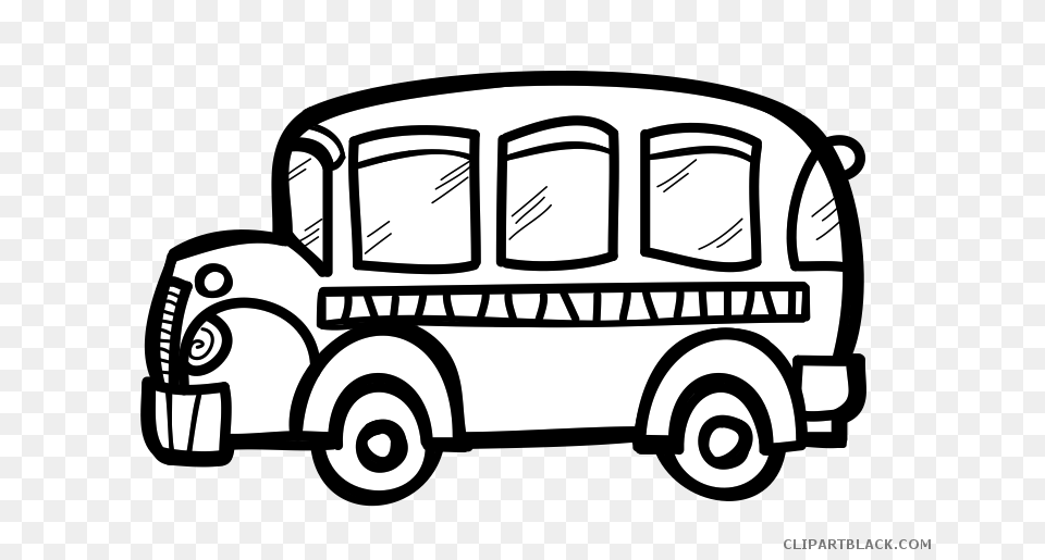 Transportation Black White Bus Clipart Black And White, Vehicle, Van, Car Free Transparent Png