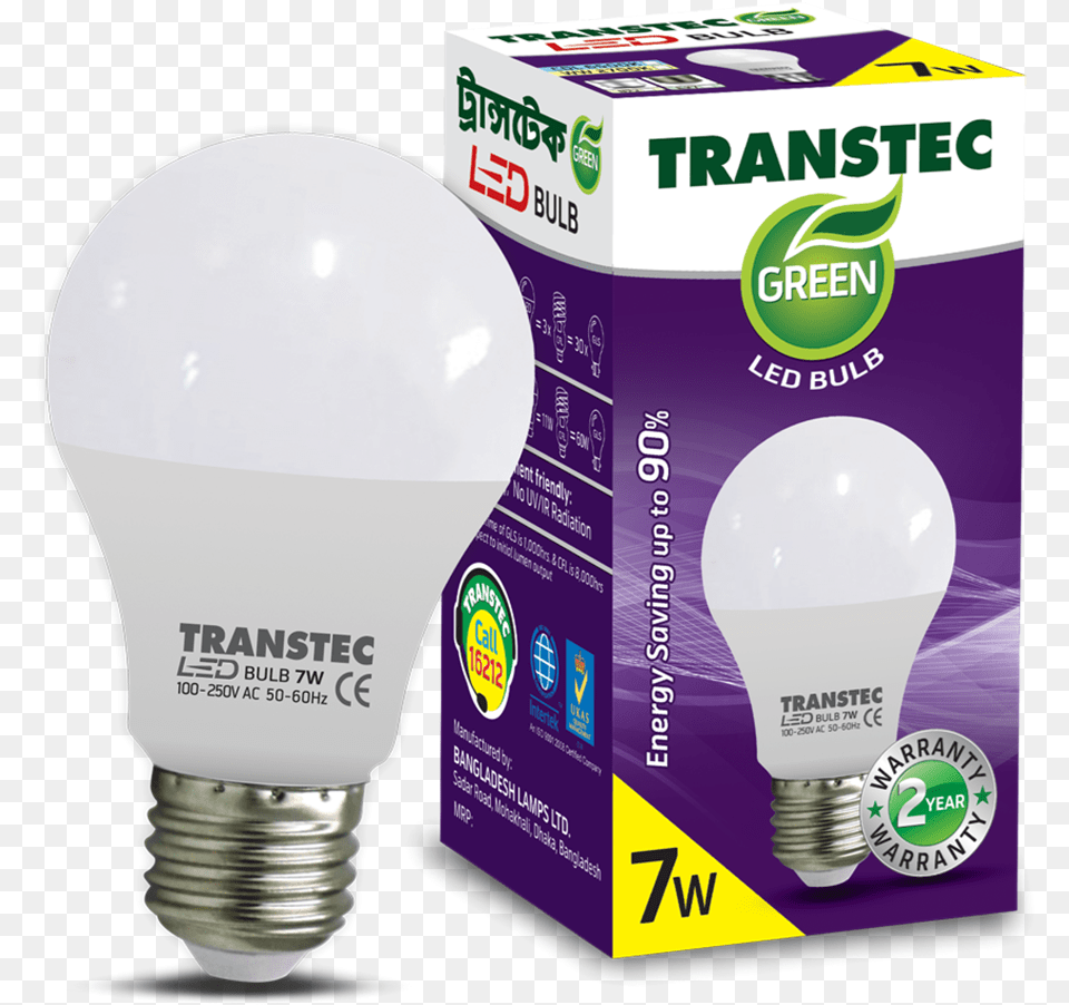 Transtec Green Led Bulb Bd Transcom Digital 7 Watt Led Transtec Bulb, Light, Lightbulb Png
