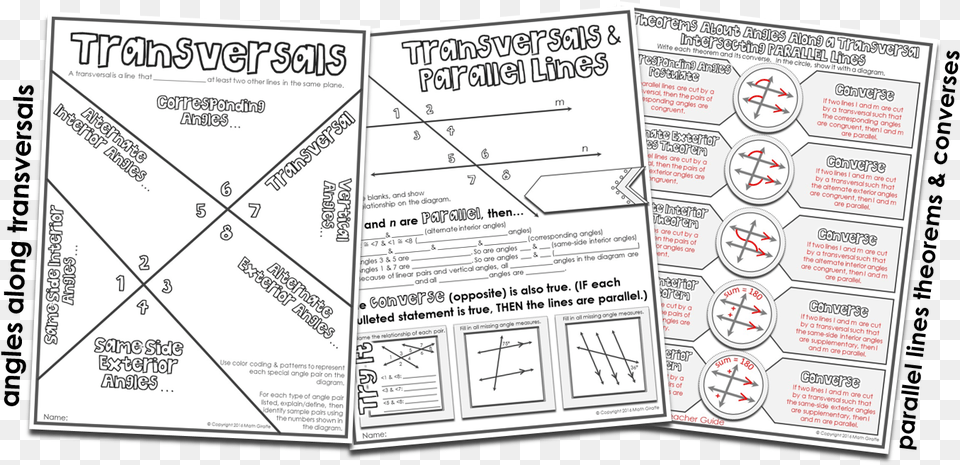 Transversals Amp Parallel Line Theorems Transversals And Parallel Lines Notes, Advertisement, Poster, Text Free Png