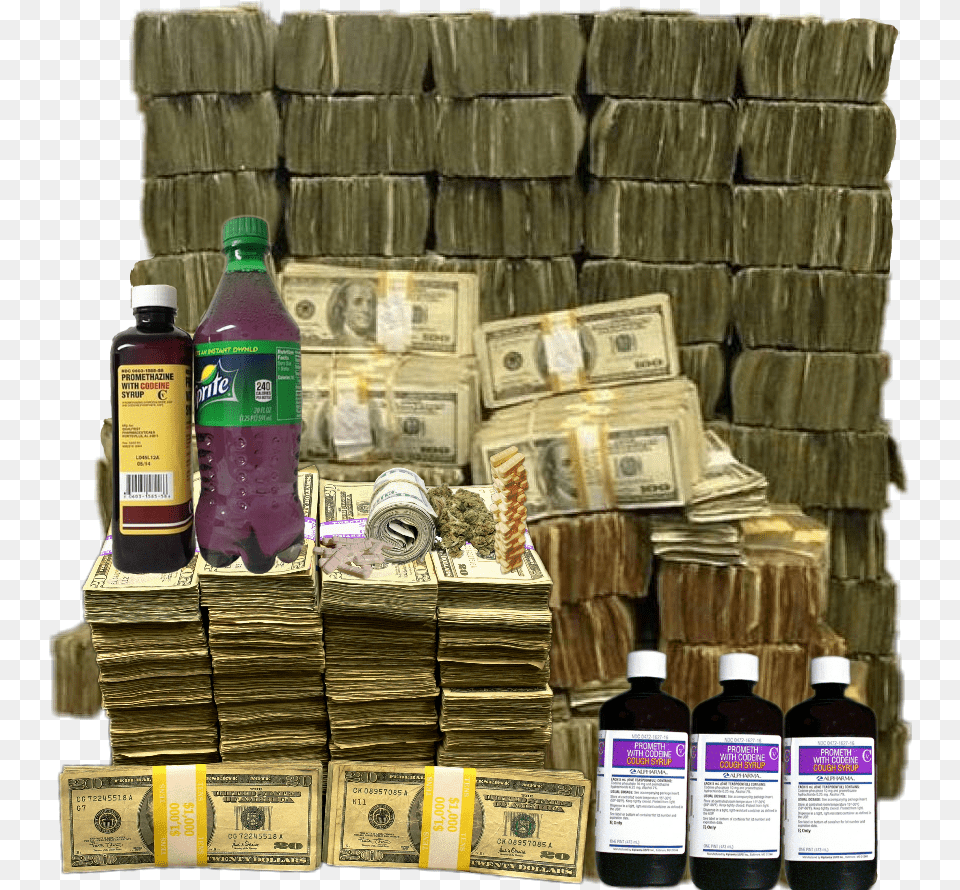 Trap Codiene Green Dirtysprite Money Bands Stacks Racks Racks Of Money, Person Png