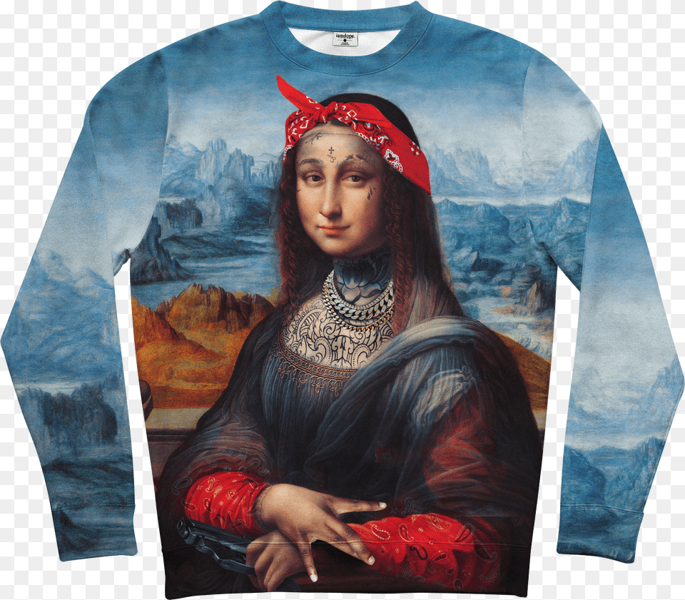 Trap Mona Lisa Sweater Louvre Mona Lisa, Woman, Adult, Sleeve, Clothing Free Transparent Png