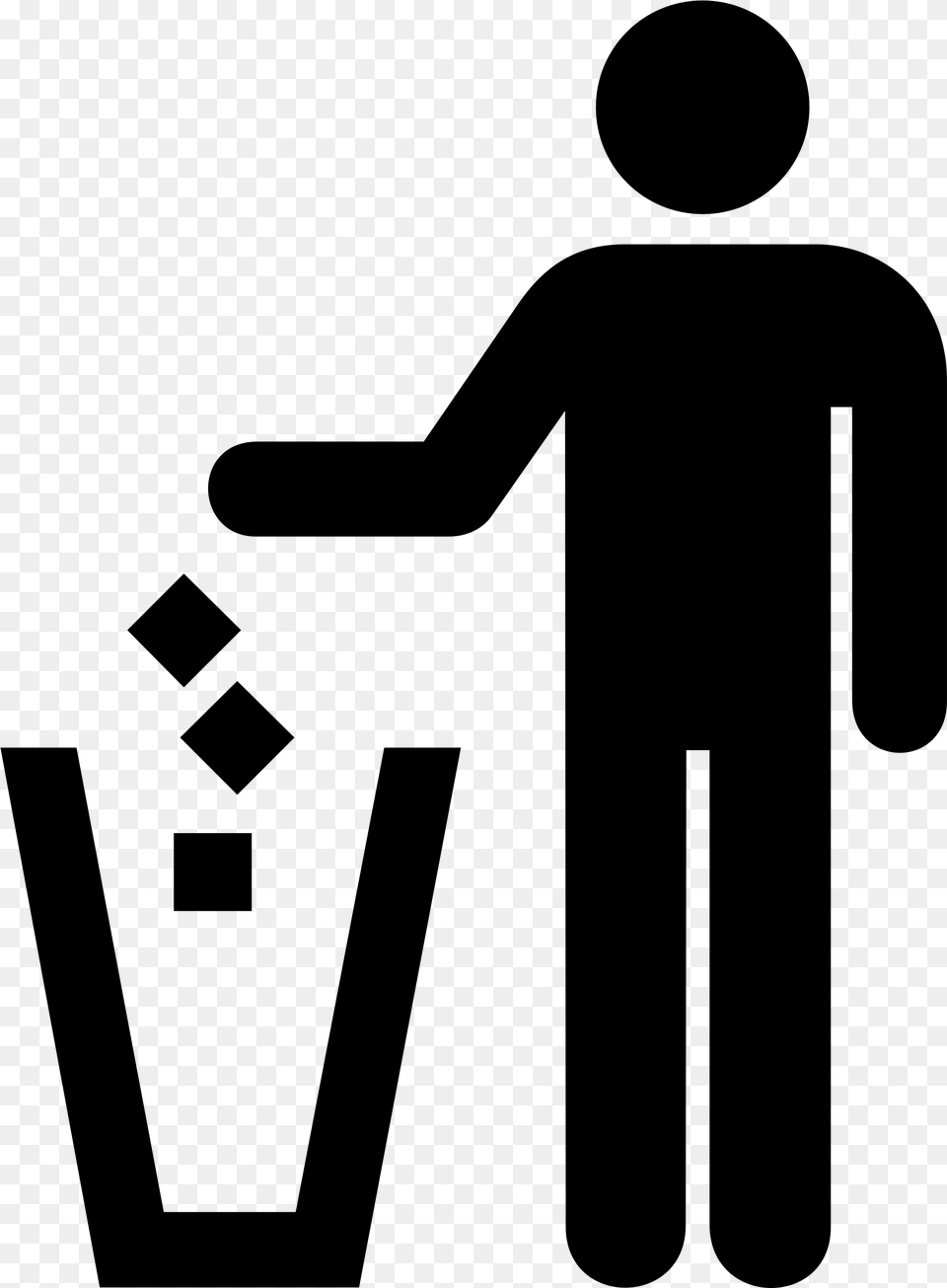 Trash Can Litter Sign, Gray Free Png