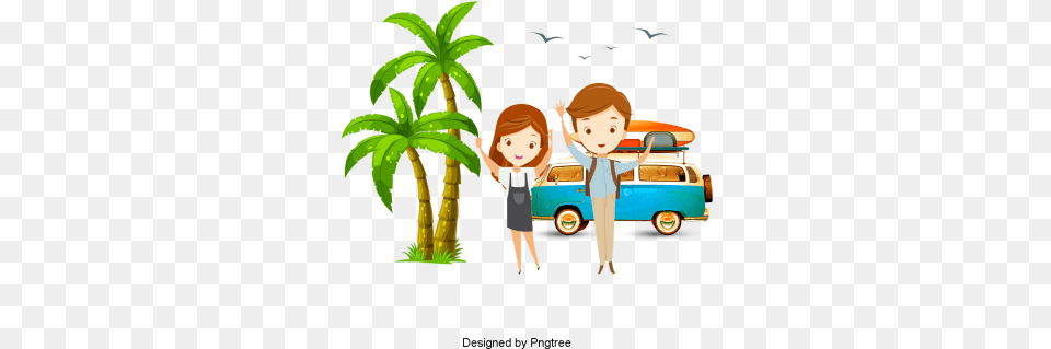 Travel Design Illustration Coconut Vector, Tree, Plant, Palm Tree, Baby Free Transparent Png