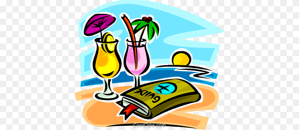 Travel Guide And Cocktails On The Beach Royalty Free Vector Clip, Glass, Art, Graphics Png Image