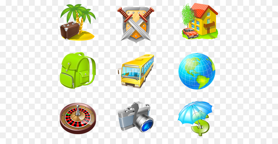 Travel Icons, Car, Transportation, Vehicle, Bus Png