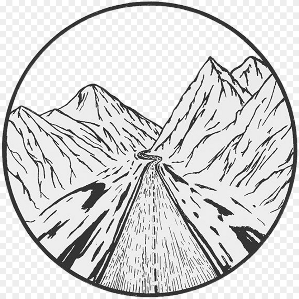 Travel Indie Aesthetic Drawing Aesthetic Black And White, Mountain, Mountain Range, Nature, Outdoors Png Image