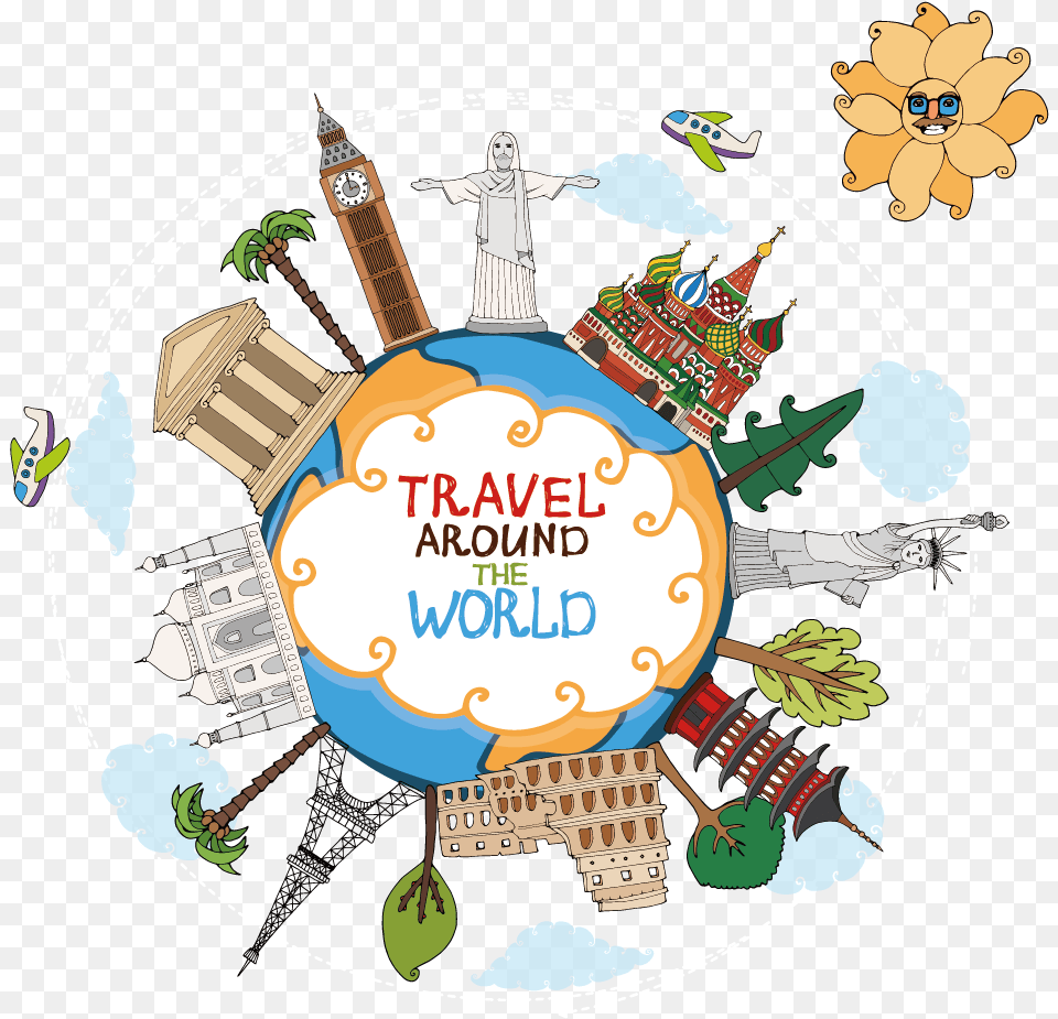 Travel Landmark Clip Art World Travel, Adult, Female, Person, Woman Free Png