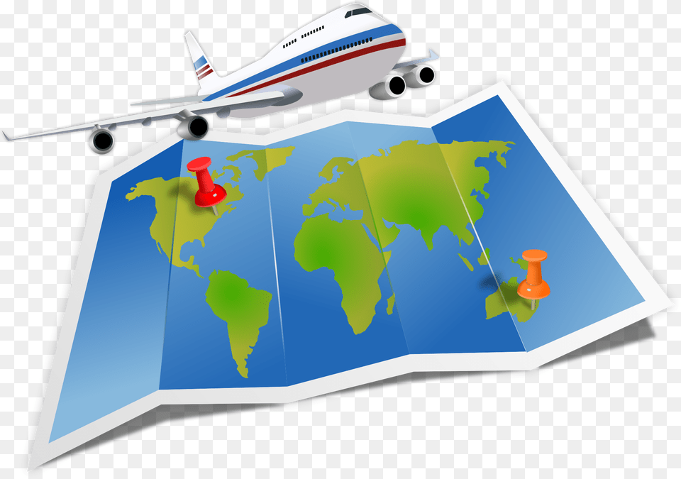 Travel Map Vector, Aircraft, Airliner, Airplane, Transportation Png Image