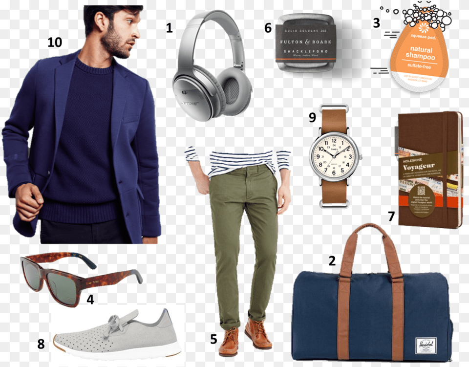 Travel Outfits For Long Flights Men, Accessories, Wristwatch, Handbag, Bag Free Transparent Png