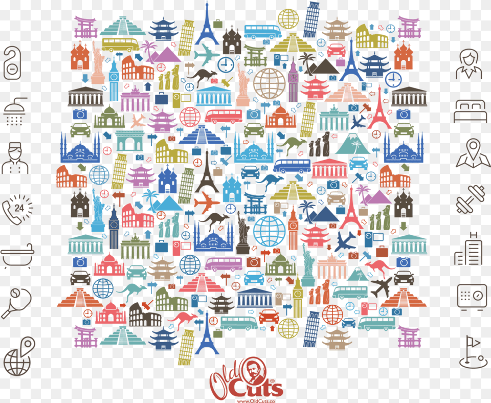 Travel Themed Wallpaper For Walls Travel Background, Pattern, Art, Collage, Doodle Free Png