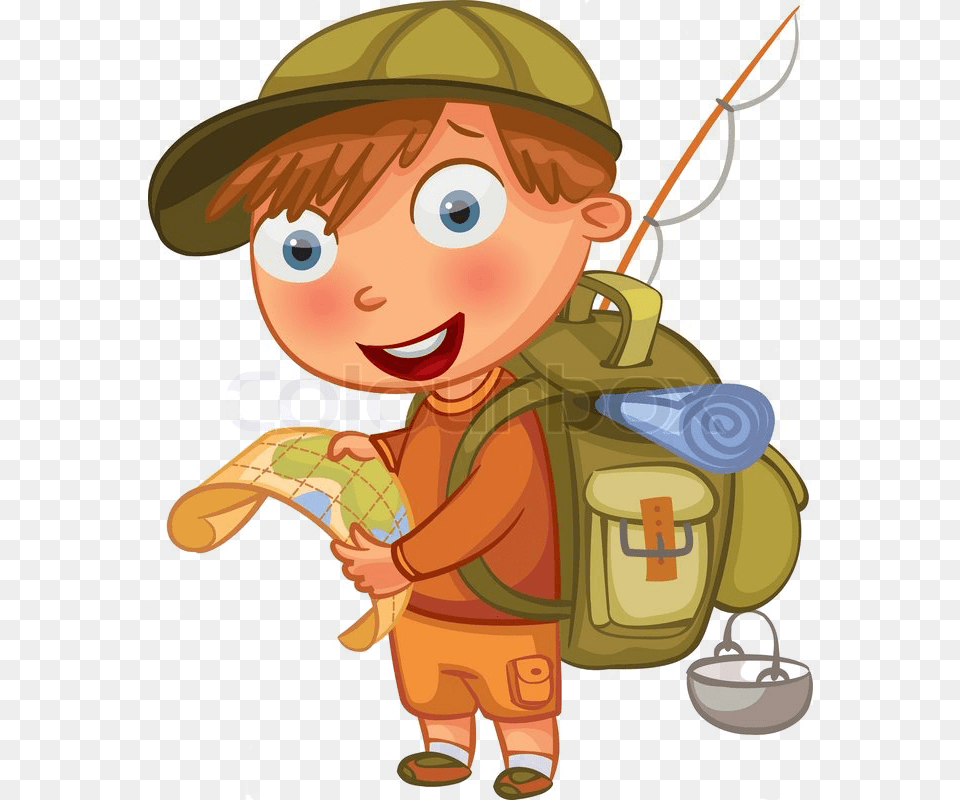 Traveler Scouts Cartoon, Angler, Person, Outdoors, Leisure Activities Free Png
