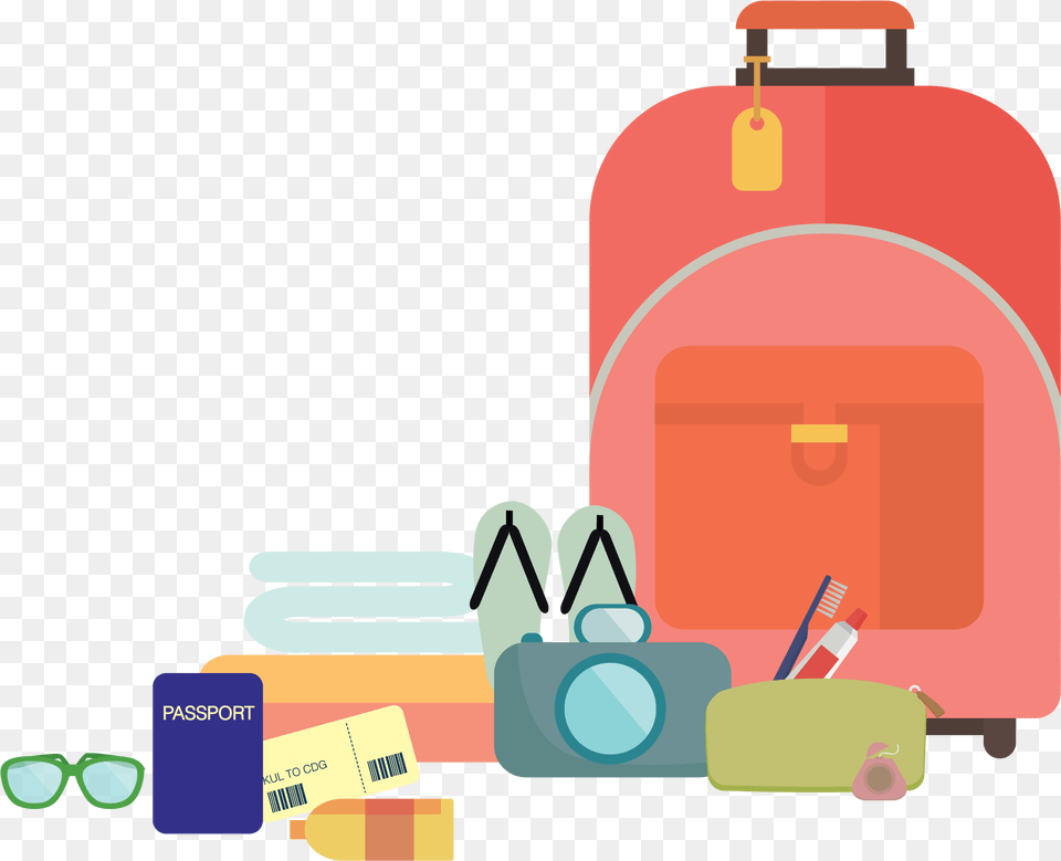 Traveling Clipart Travel Item Couple Travelling Clip Art, Baggage, Dynamite, Weapon, Bag Free Transparent Png
